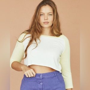 Jungmaven 3/4 raglan cropped baseball tee NWT